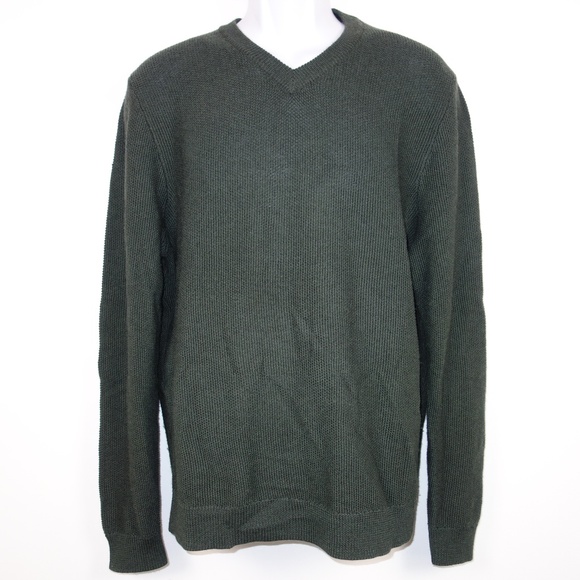 Nordstrom Merino Wool Waffle V Neck Sweater Mens L - Picture 1 of 8
